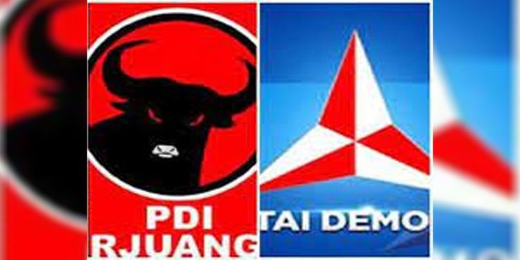 Logo PDIP dan Demokrat
