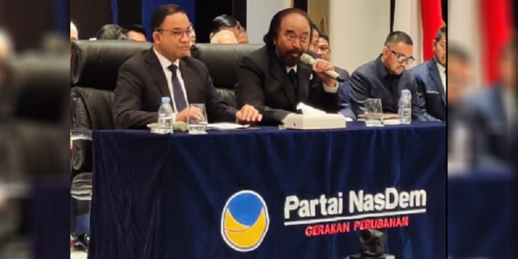 Deklarai Bacapres 2024: Ketua Umum Partai NasDem Surya Paloh bersama Anies Baswedan. Foto: Tangkapan layar Instagram/@official_nasdem