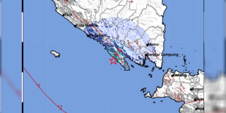 Pusat gempa di Pesisir Barat (BMKG for INDOPOS.CO.ID)
