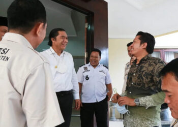 Pengurus APDESI Banten saat bertemu Pj Gubernur Banten Al Muktabar (Istimewa)