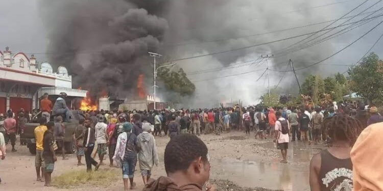 Peristiwa kerusuhan terjadi di Wamena, Kabupaten Jayawijaya, Papua Pegunungan. Foto: Ist