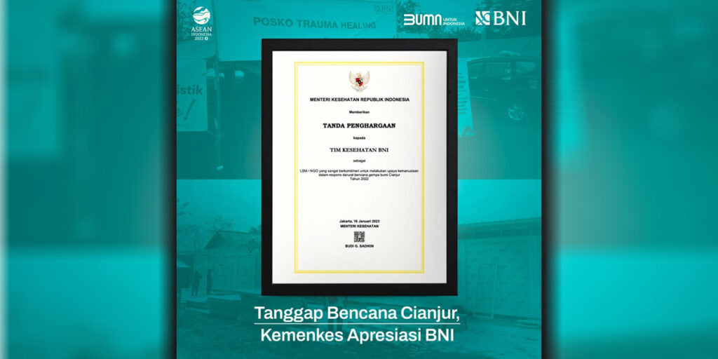 Tanggap Bencana Cianjur, Kemenkes Apresiasi BNI - bni 4 - www.indopos.co.id