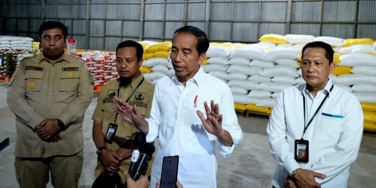 Presiden Joko Widodo meninjau kapasitas Gudang BULOG di Sulawesi Selatan. Foto: Humas Bulog
