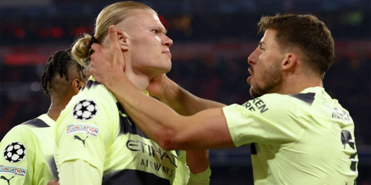 Erling Haaland mencetak gol saat Manchester City bermain imbang dengan Bayern Munich untuk mencapai semifinal Liga Champions. (Sky Sports)