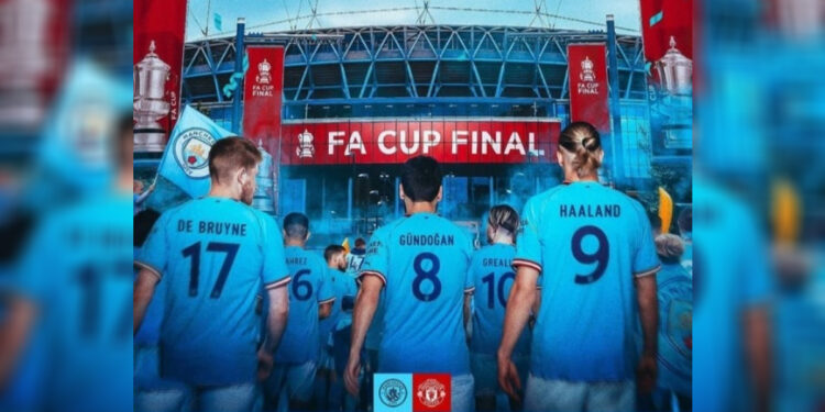 Skuad Man City jelang menghadapi MU di Final Piala FA. (Instagram/@mancity)