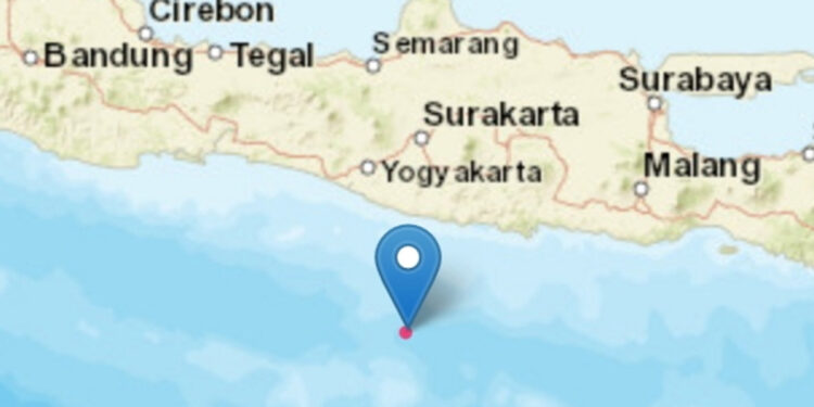 Pusat gempa selatan Yogyakarta-Pacitan. Foto: BMKG untuk INDOPOS.CO.ID
