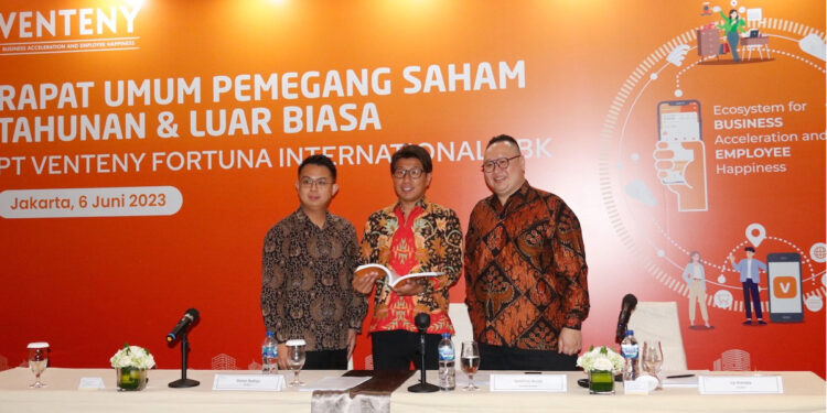 VENTENY Fortuna International Tbk (VENTENY), menyelenggarakan Rapat Umum Pemegang Saham Tahunan (RUPST) dan Rapat Umum Pemegang Saham Luar Biasa (RUPSLB) Tahun Buku 2022 pada Selasa (6/6/2023) di Jakarta. Foto: Dokumen VENTENY
