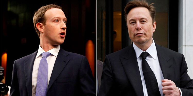 Pemilik Threads Meta Mark Zuckenberg dan pemilik Twitter Elon Musk. Foto: Sky News