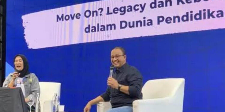Anies Baswedan saat acara 'Move on? Legacy dan Keberlanjutan Dalam Dunia Pendidikan' di Jakarta, pada Sabtu (29/7/2023). (Istimewa)
