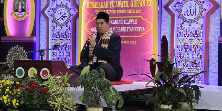 Peserta disabilitas, Didin Khoerudin di Lomba MTQ Tingkat Provinsi Banten. (Humas Pemkab Tangerang)