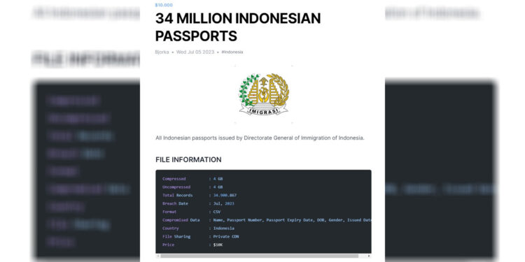 Screenshoot postingan penjualan data pasport. Foto: Twitter Teguh Aprianto/@secgron