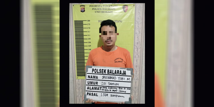 Pria berinisial MYM (33) warga Kelurahan Unyur, Kota Serang diciduk Polresta Tangerang karena menipu. (Humas Polda Banten)