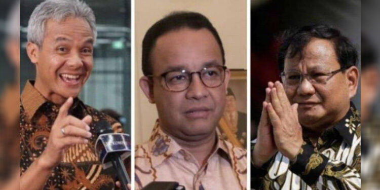 Tiga bakal capres: Ganjar Pranowo, Anies Baswedan dan Prabowo Subianto. (Istimewa)