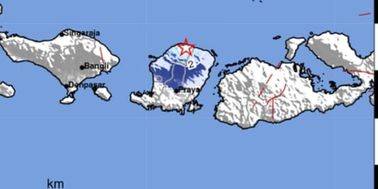 Pusat gempa di Lombok Utara. (dokumen INDOPOS.CO.ID)