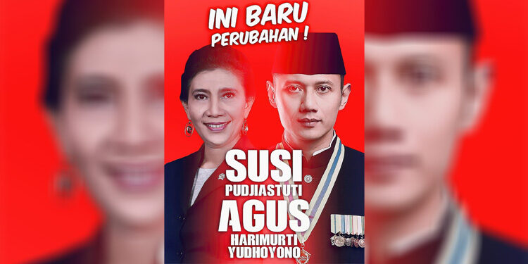 Poster AHY-Susi Pudjiastuti. (Twitter Partai Socmed)