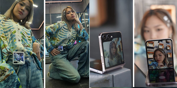 Kamu bisa bikin Mirror Selfie paling anti mainstream dengan memanfaatkan Flex Window di Galaxy Z Flip5. Foto: Dok. Samsung