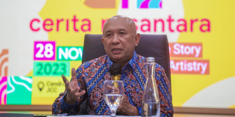 MenKopUKM Teten Masduki dalam konferensi pers Cerita Nusantara di Jakarta, Kamis (23/11). Foto: Dok. KemenKopUKM