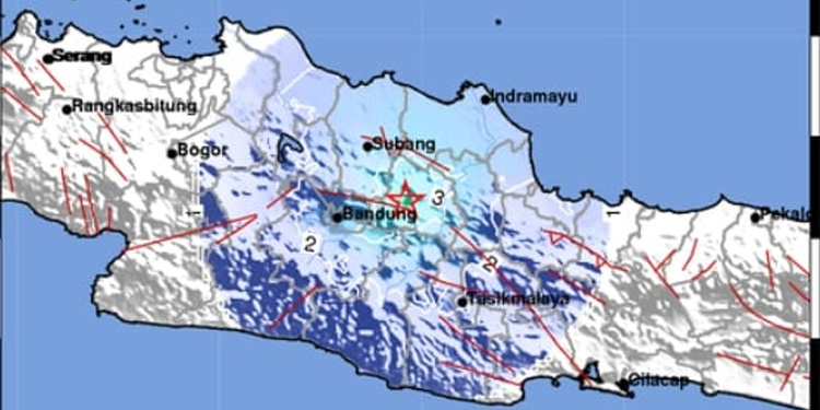 Pusat gempa di Sumedang. (BMKG untuk Indopos.co.id)