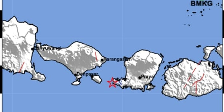 Pusat gempa di Lombok Barat. (BMKG untuk INDOPOS.CO.ID)