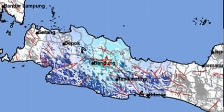 Pusat gempa di Sumedang. (BMKG untuk Indopos.co.id)