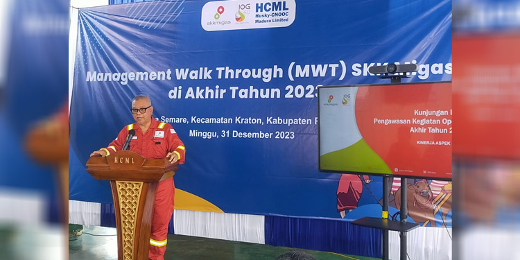 Kegiatan Management Walkthrough (MWT) SKK Migas di Akhir Tahun 2023”, oleh Satuan Kerja Khusus Pelaksana Kegiatan Usaha Hulu Minyak dan Gas Bumi (SKK Migas), pada Minggu-Senin (31/12/2023-1/1/2024) di Gas Metering Station (GMS) HCML, Kabupaten Pasuruan, Provinsi Jawa Timur. Foto: SKK Migas
