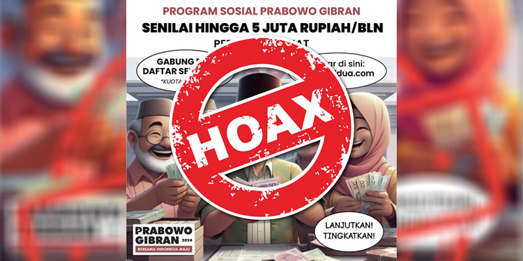 Program bantuan sosial Prabowo-Gibran dipastikan hoaks. Foto: Ist