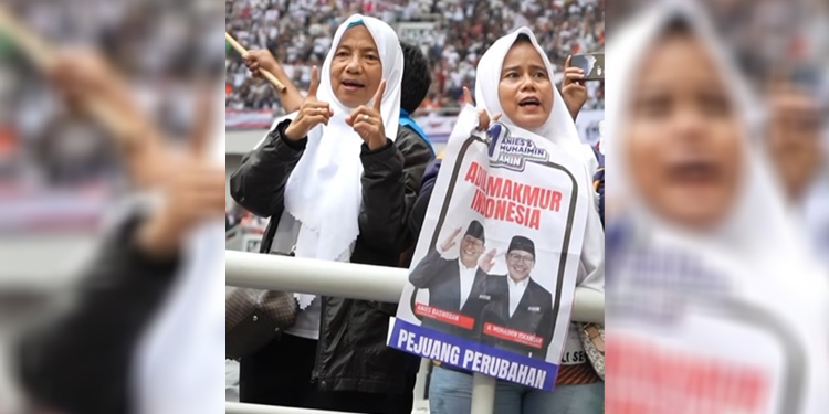Pendukung pasangan calon presiden-calon wakil presiden, Anies Baswedan-Muhaimin Iskandar memenuhi Stadion Jakarta International Stadium (JIS), di Jakarta Utara. Foto: Instagram/@aniesbaswedan
