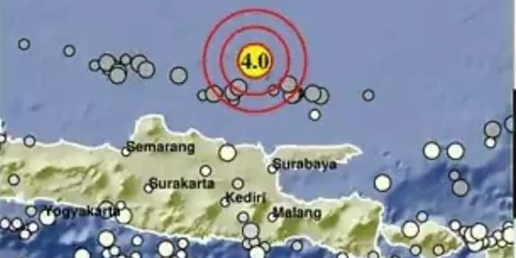 Pusat gempa di Pulau Bawean. Foto: BMKG untuk INDOPOS.CO.ID