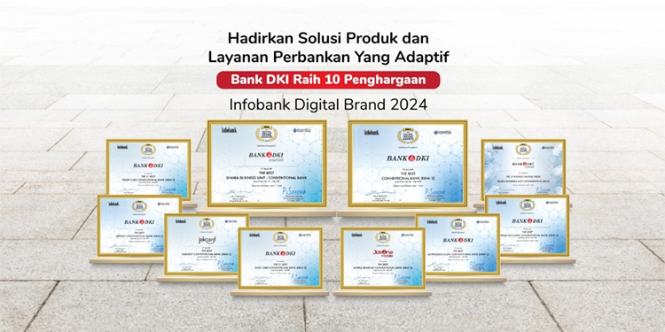 Bank DKI meraih penghargaan pada ajang 13th Infobank-Isentia Digital Brand Recognition 2024 yang diselenggarakan di Jakarta pada Senin (1/4/2024). Foto: Bank DKI