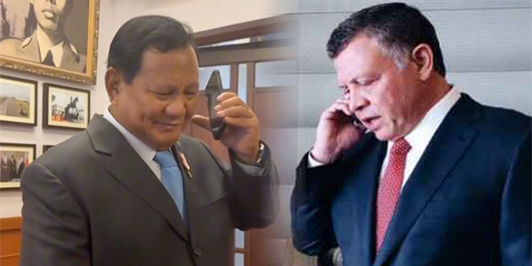 Kolase Menteri Pertahanan Prabowo Subianto saat melakukan telepon dengan Raja Yordania Abdullah II. (ist)