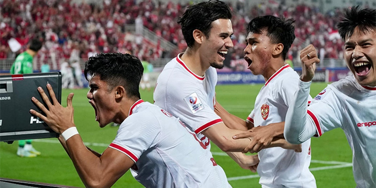 Para pemain timnas Indonesia U-23 melakukan selebrasi usai adu penalti melawan Korea Selatan pada Piala Asia U-23 2024. (Dok PSSI)