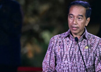 Presiden Jokowi memberikan sambutan pada acara jamuan santap malam KTT World Water Forum, di Taman Budaya Garuda Wisnu Kencana, Badung, Bali, Minggu (19/05/2024). Foto: Dok Media Center World Water Forum