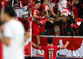 Pemain timnas Indonesia Ivar Jenner melakukan selebrasi setelah mencetak gol ke gawang timnas Irak U-23 saat perebutan tempat ketiga Piala Asia U-23 di Qatar, Jumat (2/5/2024). Foto: Dok PSSI