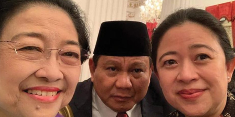 Prabowo Subianto bersama Megawati Soekarnoputri dan Puan Maharani. Foto: Ist